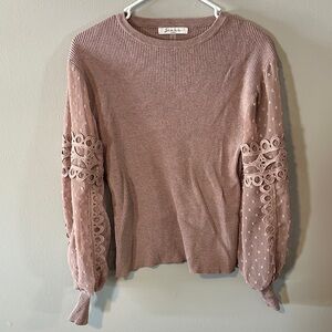 Sioni Women's Blush Lace Sleeve Top